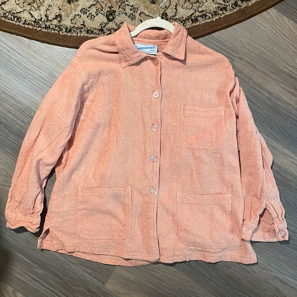 Vintage Tops - Vintage linen coral cotton jacket